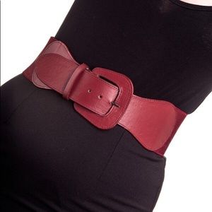 Burgundy Red Stretch Cinch Belt Unique Vintage